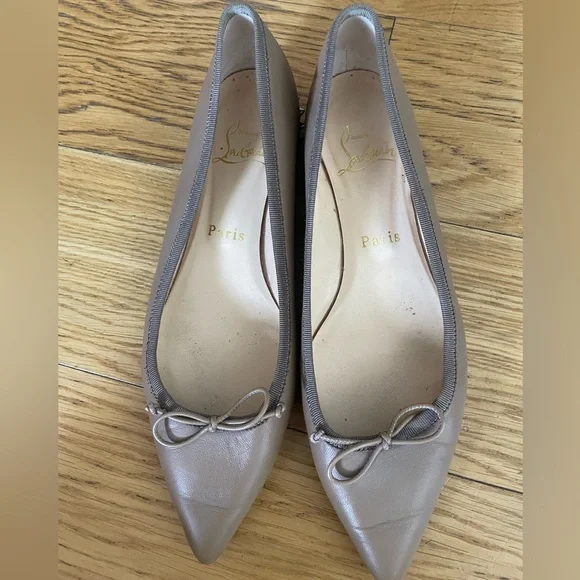 Christian Louboutin Tan Studded Flats